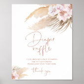 Boho pampas gras orchidee bohemian luier loterij poster (Voorkant)