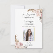 Boho Pampas Gras Orchidee Foto Begrafenismonument Bedankkaart (Voorkant)