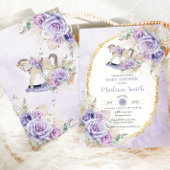 Boho Pampas Gras Paarse Bloemenschommelpaard Baby Kaart