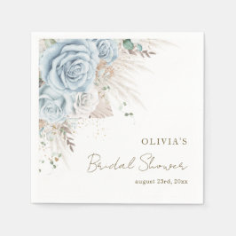 Boho Pampas Gras Pastel Blauw Bloemig Bruids Bruil Servet
