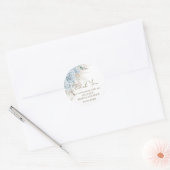 Boho Pampas Gras Pastel Blauwe Bloemrijke Bruidsdo Ronde Sticker (Envelop)