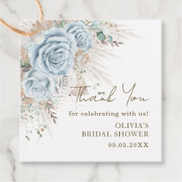 Boho Pampas Gras Pastelblauwe Bloemrijke Bruidsdou Bedankjes Labels