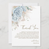 Boho Pampas Gras Pastelblauwe Bloemrijke Bruidsdou Bedankkaart (Voorkant)