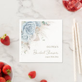 Boho Pampas Gras Pastelblauwe Bloemrijke Bruidsdou Servet (Insitu)
