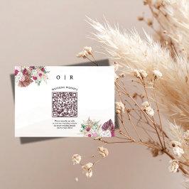 Boho Pampas Gras QR Code Huwelijks Bijlagekaart Informatiekaartje
