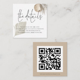 Boho Pampas Gras QR Code Huwelijksdetails Informatiekaartje