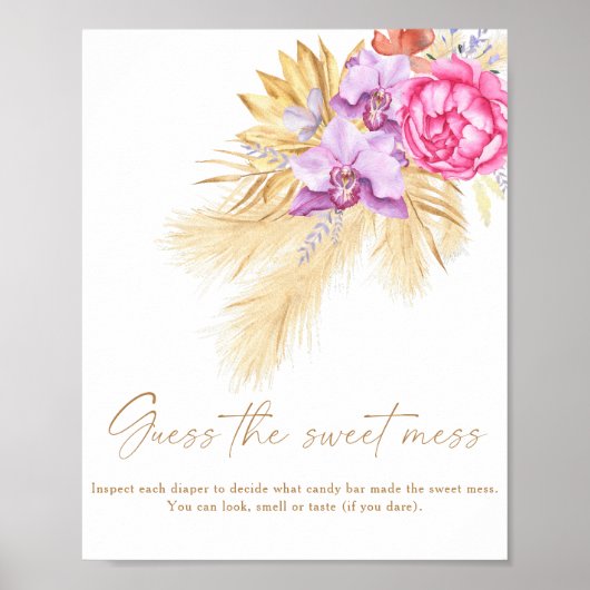 Boho pampas gras - raad de zoete puinhoop poster (Voorkant)