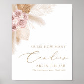 Boho Pampas Gras Raad Hoeveel Snoepjes Bord Poster (Voorkant)