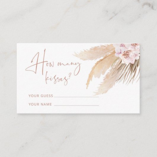 Boho pampas gras raden hoeveel kussen er zijn informatiekaartje (Voorkant)