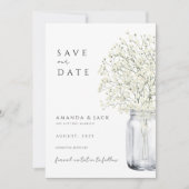 Boho pampas gras redt de date minimalist kaart (Voorkant)