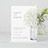 Boho pampas gras redt de date minimalist kaart (Staand voorkant)