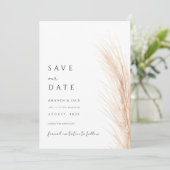 Boho pampas gras redt de date minimalist kaart (Staand voorkant)
