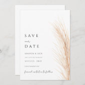 Boho pampas gras redt de date minimalist kaart (Voorkant / Achterkant)