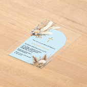 Boho Pampas Gras Regenboog Jongen Doop Doop Acryl Uitnodigingen (Laagn)