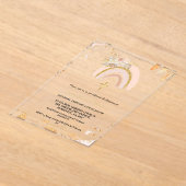 Boho Pampas Gras Regenboog Meisje BAptism doopsel Acryl Uitnodigingen (Laagn)