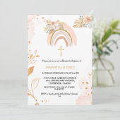 Boho Pampas Gras Regenboog Meisje BAptism doopsel Kaart (Staand voorkant)