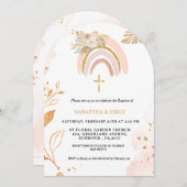 Boho Pampas Gras Regenboog Meisje BAptism doopsel Kaart (Voorkant / Achterkant)