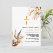 Boho pampas gras regenboog meisje doop doop doop kaart (Staand voorkant)