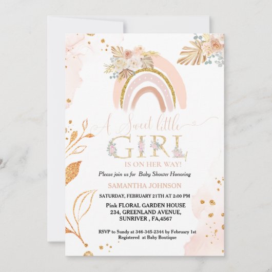 Boho pampas gras regenboog woestijn meisje Baby sh Kaart (Voorkant)