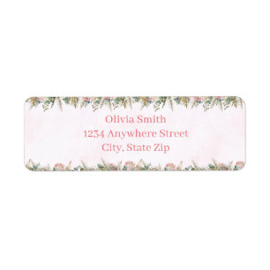 Boho Pampas Gras Retouradreslabels   Roze Etiket
