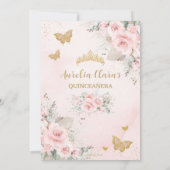 Boho Pampas Gras Roze Bloem Quinceañera Kaart (Achterkant)