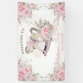 Boho Pampas Gras Roze Bloemen Schommelpaard Baby Spandoek (Verticaal)