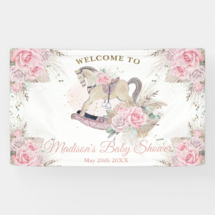 Boho Pampas Gras Roze Bloemenschommelend Paardenbe Spandoek
