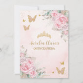 Boho Pampas Gras Roze Rozen Bloemstuk Quinceañera Kaart (Achterkant)