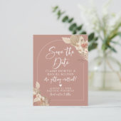 Boho pampas gras roze terracotta opslaan van de da save the date (Staand voorkant)