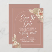 Boho pampas gras roze terracotta opslaan van de da save the date (Voorkant / Achterkant)