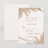 Boho Pampas Gras RSVP Kaart | Neutrale Beige Blush (Voorkant / Achterkant)