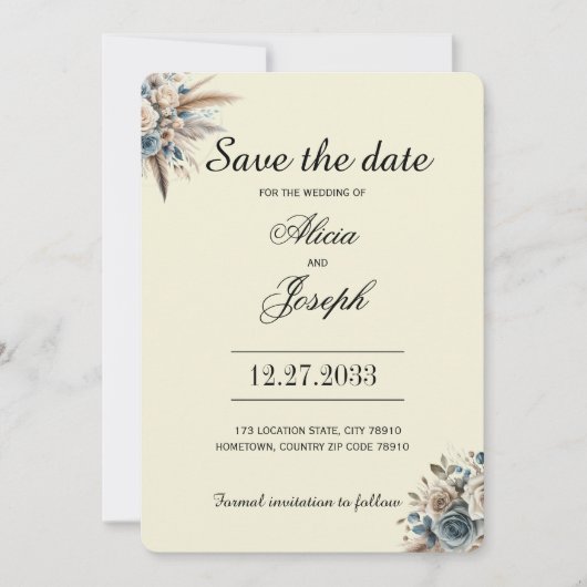 Boho Pampas Gras Save the Date (Voorkant)