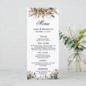 Boho Pampas Gras Stof Blauw Bloemmotief Modern Menu (Staand voorkant)