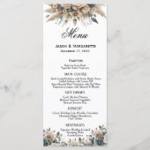 Boho Pampas Gras Stof Blauw Bloemmotief Modern Menu (Voorkant)