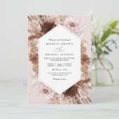 Boho Pampas Gras Stof Bloem QR Code Trouwen Kaart (Staand voorkant)