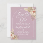 Boho Pampas Gras Stof Roze Roze Opslaan De Datum Save The Date (Voorkant)
