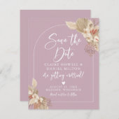 Boho Pampas Gras Stof Roze Roze Opslaan De Datum Save The Date (Voorkant / Achterkant)