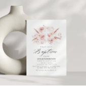 Boho Pampas Gras Stoffig roos Bloemenkruis Doop Kaart