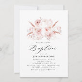 Boho Pampas Gras Stoffig roos Bloemenkruis Doop Kaart (Voorkant)