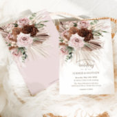 Boho Pampas Gras Stoffig Roze Bruin Bloemen Bruilo Kaart