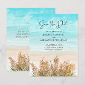 Boho Pampas Gras Strand Scene Trouwen Save The Date (Voorkant / Achterkant)