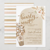 Boho Pampas-gras Teddy Bear Baby shower boy Kaart (Voorkant / Achterkant)