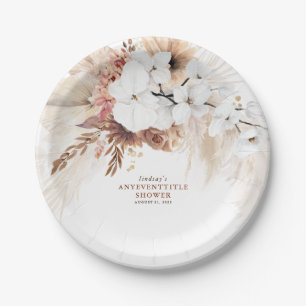 Boho Pampas Gras Terracotta Bloemen Elk Feest Papieren Bordje