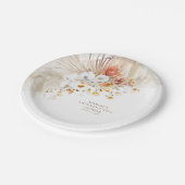 Boho Pampas Gras Terracotta Bloemen Feestelijke Pa Papieren Bordje (Gekanteld)