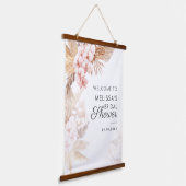 Boho Pampas Gras Terracotta Bruiloft Feestelijke O Hangend Wandkleed (Gebogen)