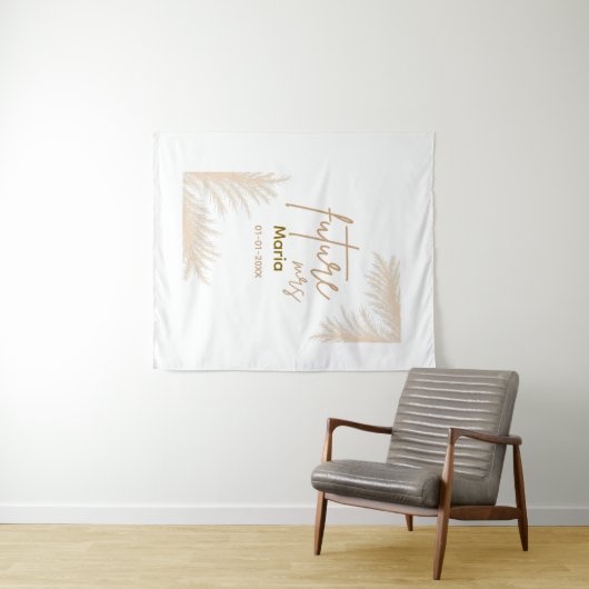 Boho Pampas Gras Terracotta Bruiloftsborrel Wandkleed (In Situ (horizontaal))