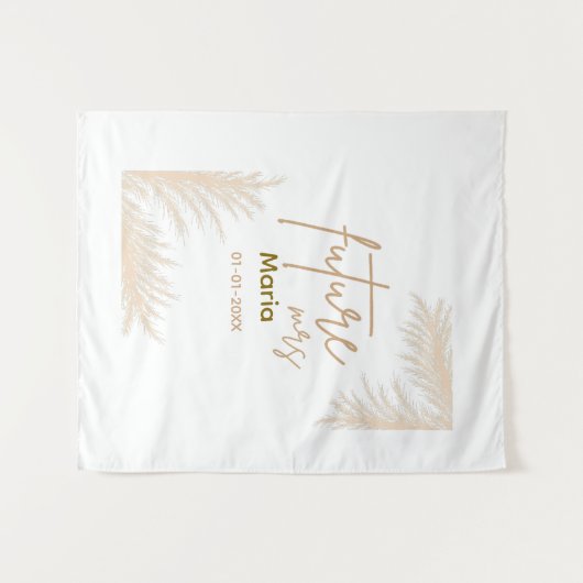 Boho Pampas Gras Terracotta Bruiloftsborrel Wandkleed (Voorkant (horizontaal))