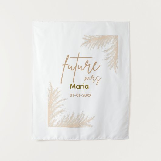 Boho Pampas Gras Terracotta Bruiloftsborrel Wandkleed (Voorkant)