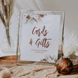 boho pampas gras terracotta cards en cadeaubord poster