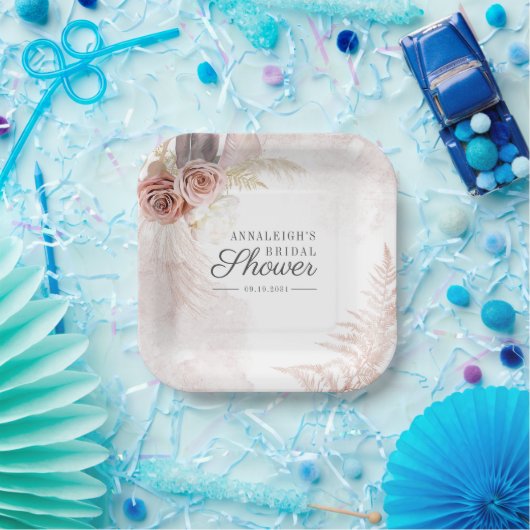 Boho Pampas Gras Terracotta Script Bruiloft Papieren Bordje (Feest)